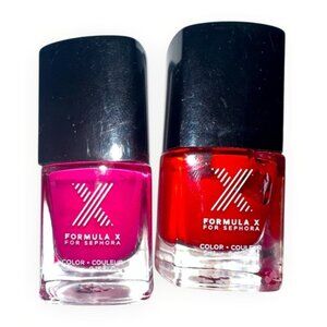 BUNDLE Sephora Formula X hot pink classic red nail polish lacquer 5ML full size